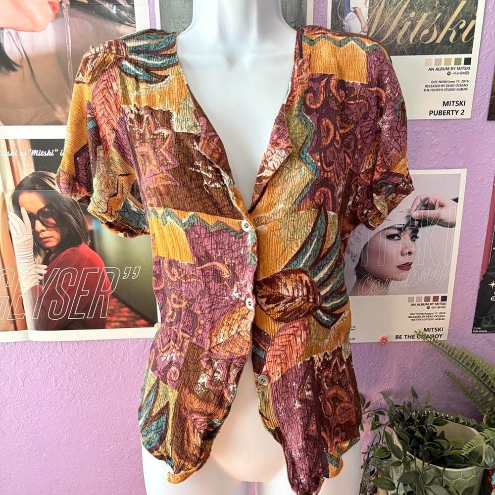 Vintage Tropical Button Up Size M